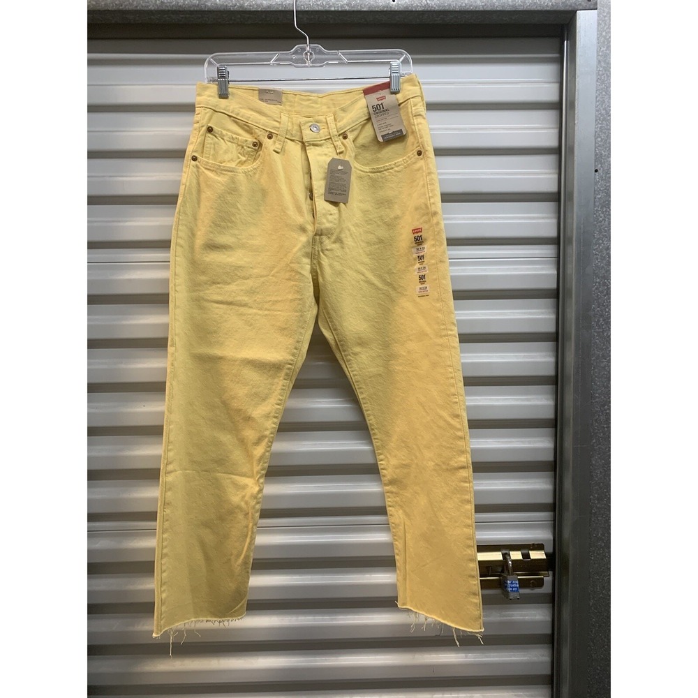 NWT Levis 501 Fresh Womens Jeans 30x26 High-Rise Cropped Button Fly Yellow